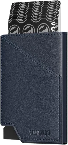 Vista 20 de VULKIT Cartera de tarjetas desplegable con bloqueo RFID, funda delgada de aluminio para tarjetas bancarias con bolsillo para dinero de negocios