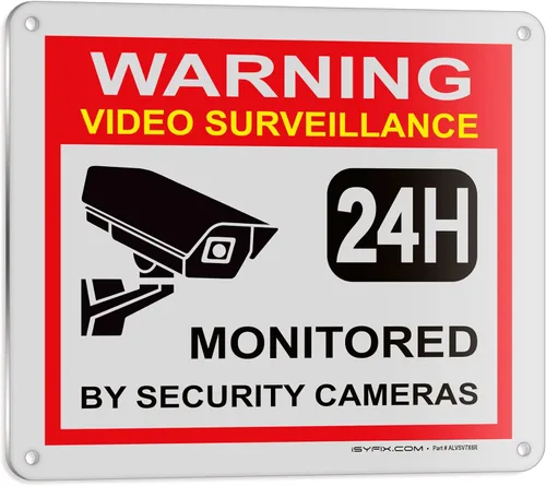 Vista 15 de iSYFIX Señal de advertencia de videovigilancia – 1 paquete de 7 x 6 pulgadas – 100% libre de óxido de aluminio .040, laminado para máxima
