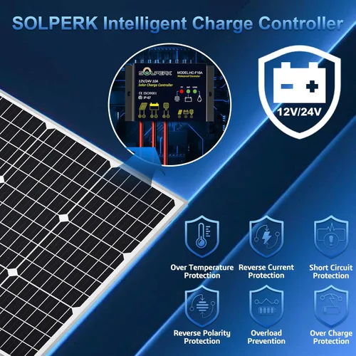Vista 2 de SOLPERK Kit de Panel Solar 50W 12V, Cargador de Mantenimiento por Goteo de Batería Solar con Controlador Impermeable Mejorado para Barco Automóvil