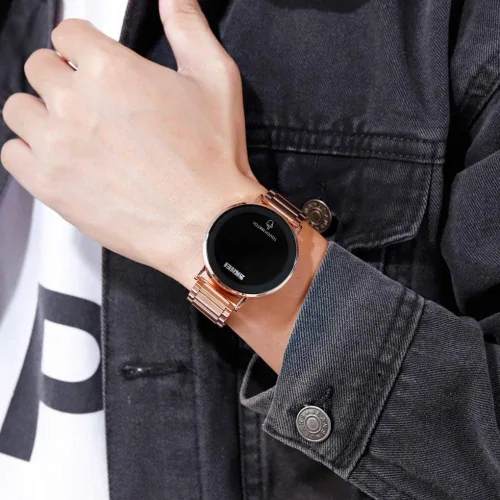 Vista 2 de Gosasa Reloj de pulsera de acero inoxidable con pantalla táctil digital LED impermeable para hombres y mujeres