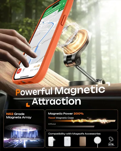 Vista 555 de TOCOL Funda para iPhone 11, compatible con Magsafe, protección completa de cámara, imanes integrados, protección contra caídas, funda translúcida