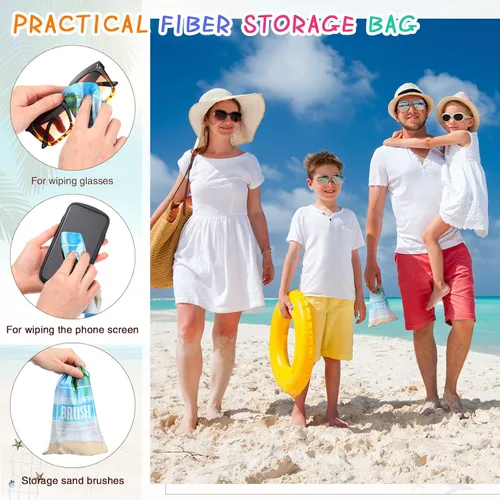 Vista 3 de 2 cepillos de arena removedor de arena, cepillo de surf con bolsa, accesorios de playa para vacaciones, deportes de playa, mascotas y más