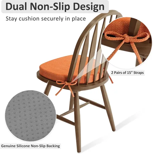 Vista 5 de Shinnwa Juego de 2 Cojines para Sillas de Comedor, Almohadillas de Asiento Windsor de Espuma de Alta Resistencia, Cojines para Sillas de Cocina