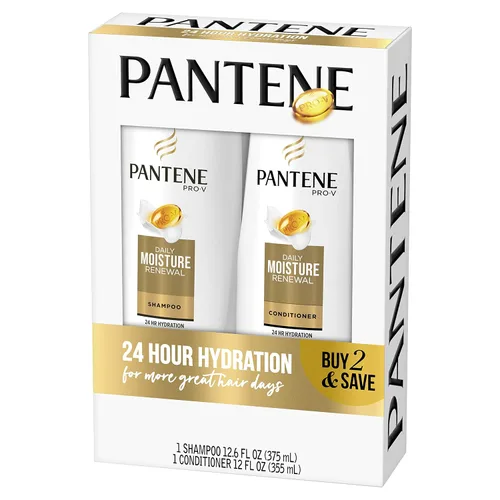 Vista 2 de Pantene Daily Moisture Renewal Duo set, champú de 12.6 onzas y acondicionador de 12 onzas