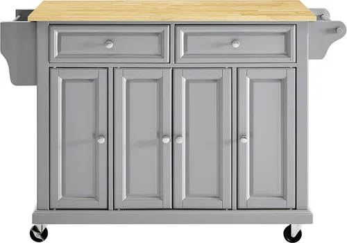 Vista 47 de Crosley Furniture isla de cocina con ruedas, Madera, Blanco