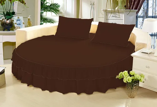 Vista 21 de Falda de cama – 1 pieza sólida de 12 pulgadas a medida con doble volante, para cama redonda, algodón puro de 800 hilos