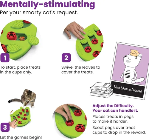 Vista 6 de Petstages rompecabezas interactivos para gatos, alimentador lento y juguetes dispensadores de bocadillos