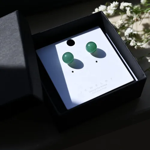 Vista 7 de Aretes de Jade con Perno, Aretes de Jade Verde para Mujer, Aretes de Plata de Ley 925 con Perno para Orejas Sensibles, Joyería de Jade para Mujer