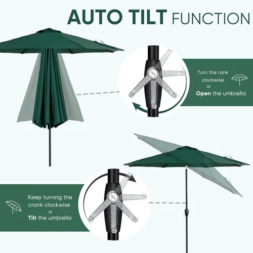 Vista 2 de Tempera Patio Market Outdoor Table Umbrella with Auto Tilt and Crank, Large Sun Umbrella with Sturdy Pole & Fade Resistant Canopy, Easy to Set