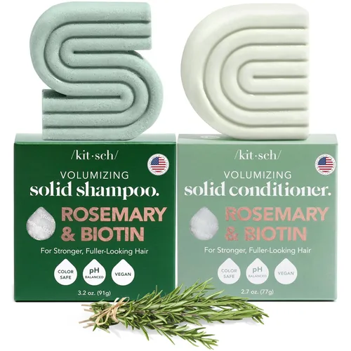 Kitsch Rosemary & Biotin Shampoo and Conditioner Set for Hair Growth - Barra de champú y acondicionador fortalecedor, espesante y voluminizadora,