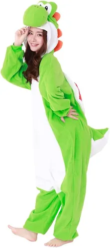 Vista 4 de SAZAC Kigurumi Super Mario Bros. Yoshi - Mono de disfraz de Halloween Verde