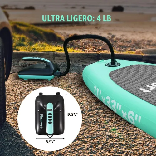 Vista 4 de Bomba de aire eléctrica para vehículo SUP de alta presión de 20 PSI, bomba de tabla de remo de inflado para tablas de remo de pie, función de Blanco