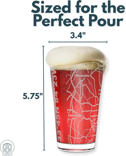 Vista 4 de Greenline Goods Atlanta, GA Map - Vasos de cerveza (juego de 2), 16 oz - Diseño de envoltura grabada
