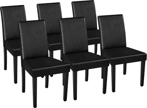 Vista 10 de Yaheetech Juego de 2 sillas de comedor tapizadas de tela Parson con asiento acolchado y patas de madera maciza para comedor/restaurante, gris oscuro