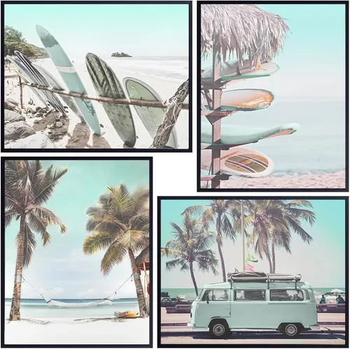 Arte y decoración costera para pared, decoración de pared del océano, playa, estampado de palmera, tropical, arte náutico para pared, mar,