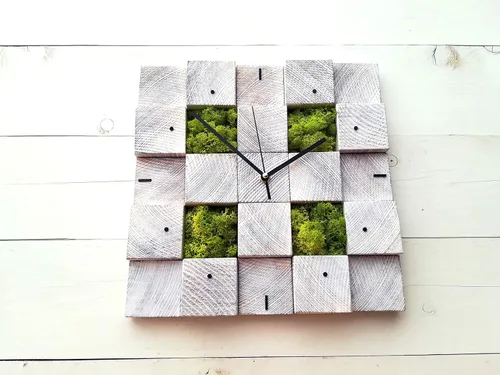 Vista 5 de Wall Clock, Christmas gift, Square Clock, Wooden Wall Clock, Scandinavian Decor, Unique Wall Clock, Modern Clock, Hanging Clock