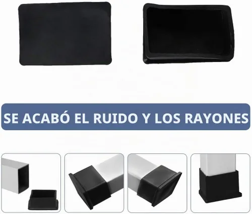 Vista 6 de uxcell Tapones rectangulares de goma para patas de silla, almohadilla