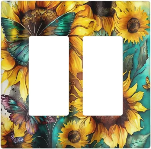 Vista 35 de Abstracto de Lujo Azul Dorado con Brillo de Mármol 1 Gang Cubiertas de Tomacorrientes Dúplex Decorativas Cubiertas de Interruptores de Luz