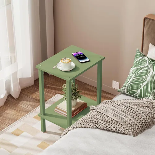 Vista 86 de TUTOTAK TB01BMW034 - Mesa auxiliar, mesita de noche con estante de almacenamiento de 2 niveles, para espacios pequeños