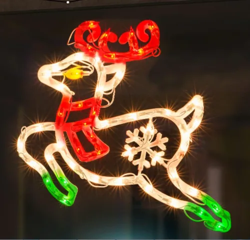 Vista 15 de LAMPHOME Decoraciones de luz de silueta de ventana de Navidad - Ángel iluminado para Navidad, fiesta, hogar, patio, césped, jardín