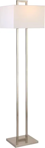 Vista 3 de Henn&Hart Lámpara de pie moderna de 68 pulgadas con pantalla rectangular de tela blanca para sala de estar, dormitorio u oficina, níquel cepillado