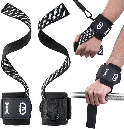 GOUNOD Correas de muñeca de levantamiento con anillo en D para levantamiento de pesas y gimnasio - Soporte de muñeca acolchado resistente para