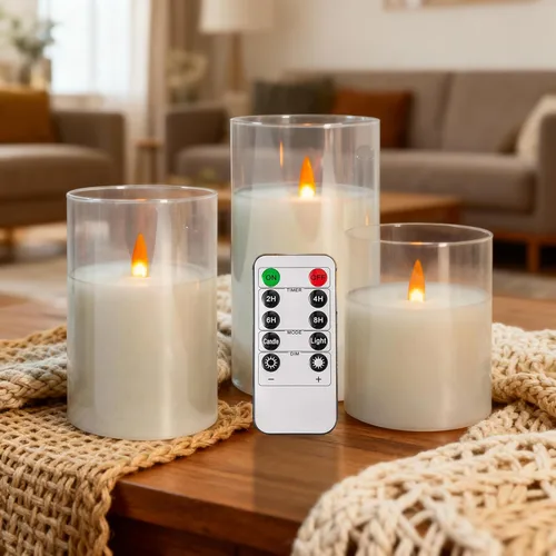 Vista 12 de NICEME Velas de té recargables sin llama con estación de carga, 6 velas LED que funcionan con pilas, velas votivas eléctricas parpadeantes para mesa