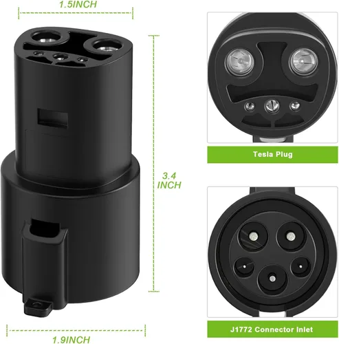 Vista 2 de Adaptador 80A J1772 a Tesla - Adaptador de cargador de CA de 240 V para Tesla Model 3/Y/S/X - Estación de carga SAE J1772 a enchufe Tesla - Carga