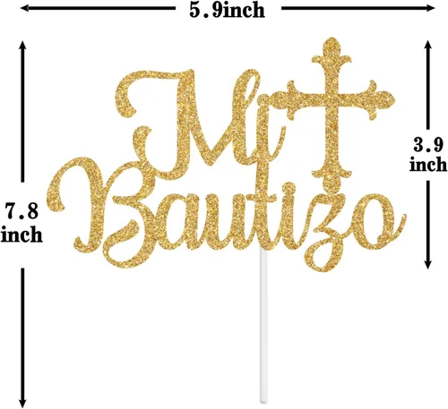 Vista 5 de Decoración de pastel español Mi Bautizo para decoración de fiesta de baby shower, comunión Mi Primera, primer cumpleaños, revelación de género