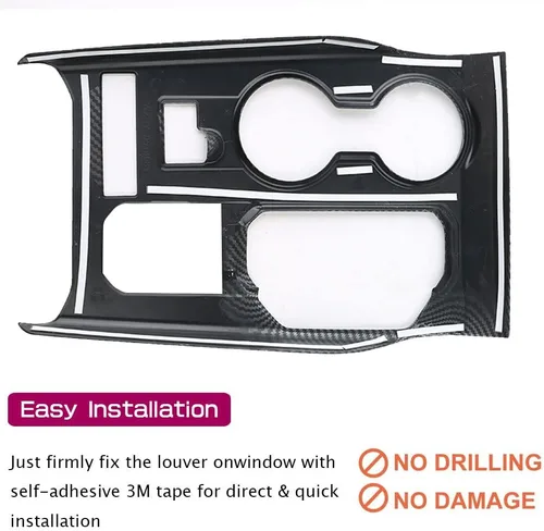 Vista 4 de LEXLEY Marco de palanca de cambios estilo fibra de carbono, cubierta de panel de consola, soporte para tazas, calcomanía decorativa compatible
