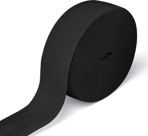 Vista 18 de Airisoer Banda elástica de 1/2 pulgada para costura, bandas elásticas de alta elasticidad de 12 yardas para cinturas, pantalones, ropa y Negro