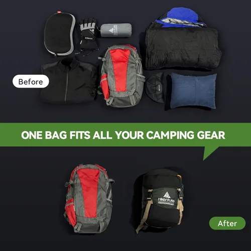 Vista 3 de Hikenture Saco de compresión para saco de dormir, saco de cosas mejorado de nylon resistente a desgarros, saco de compresión de 10L/14L/20L/30L