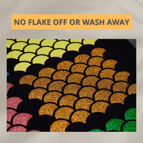 Vista 3 de Rollo de transferencia de calor con purpurina negra, vinilo de transferencia de calor para planchar de 12 x 10 pies para regalos de camisas