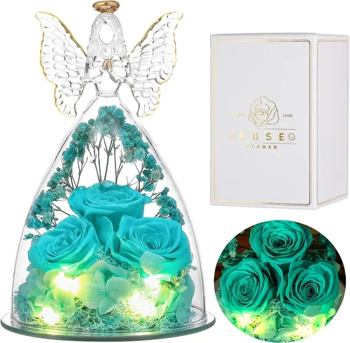 Ocosy Regalos de rosas para el Día de la Madre para ella, regalos de rosas grandes para mujeres, rosas reales para siempre en figuras de ángel,