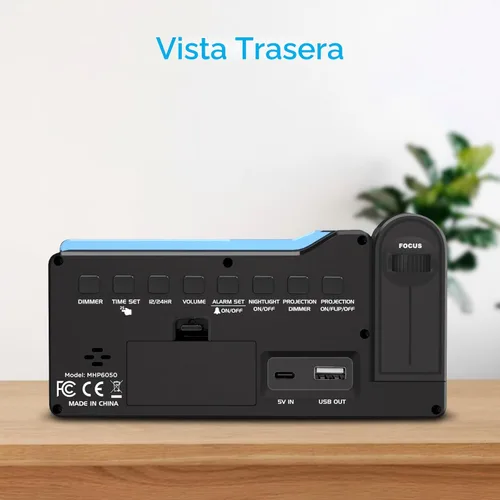Vista 8 de Peakeep Projection Alarm Clock for Bedroom Ceiling 180° Rotatable, Loud for Heavy Sleepers, Colorful Nightlight, 5 Brightness Dimmable Large Number