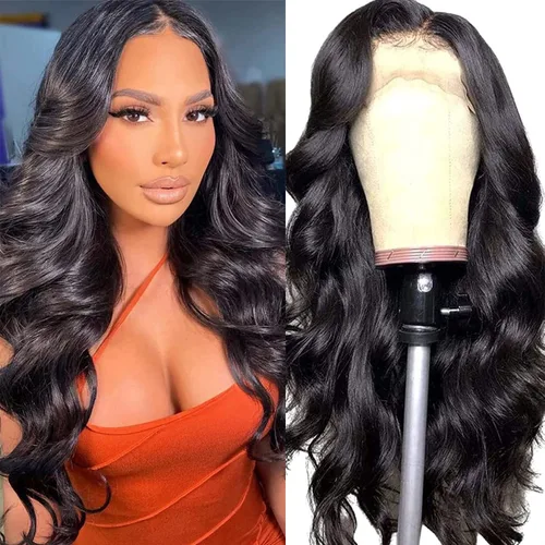 Vista 9 de Pelucas de cabello humano ondulado con encaje frontal para mujeres negras, pelucas de encaje frontal transparente HD de 13 x 4, pelucas de cabello