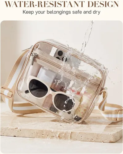 Vista 6 de Missnine Bolsa transparente para eventos de estadio, bolsa transparente acolchada para mujeres aprobada para estadio, bolsa cruzada de PVC