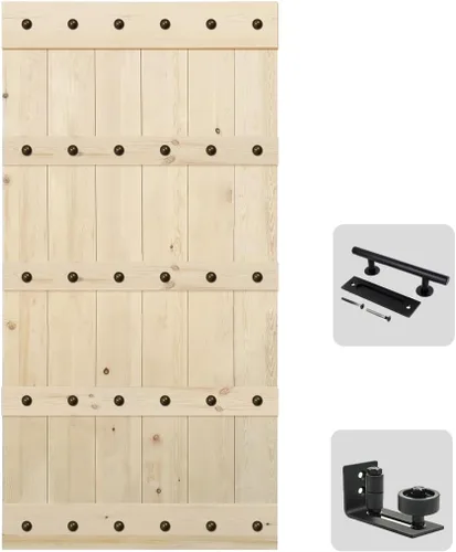 Vista 11 de S&Z TOPHAND® Puerta de granero de 48 pulgadas x 80 pulgadas, 20-60 pulgadas, puerta de granero estilo británico sin terminar/estilo moderno/madera