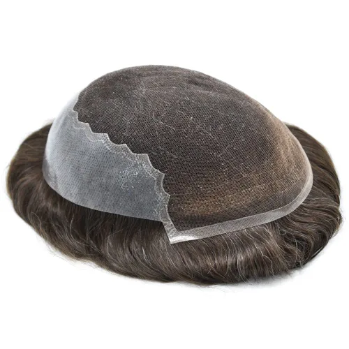 Vista 78 de Toupee - Sistemas de reemplazo de cabello para hombre, encaje frontal suizo, nudo blanqueado, pieza de cabello humano natural