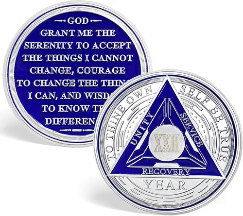 Vista 7 de Moneda de sobriedad de 1 año Chip de sobriedad triplato AA, regalos de sobriedad para hombres y mujeres, regalos de alcohólicos anónimos
