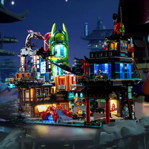 Vista 5 de BrickBling Kit de luz LED compatible con Lego Ninjago City Markets, iluminación creativa compatible con Lego 71799-Sin modelo, solo luces