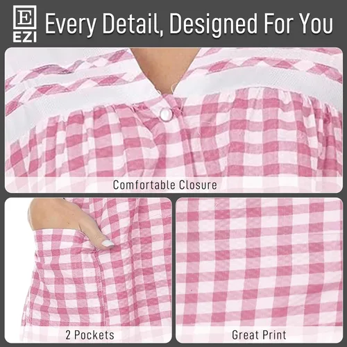 Vista 5 de Ezi Vestido de casa sin mangas con cremallera para mujer