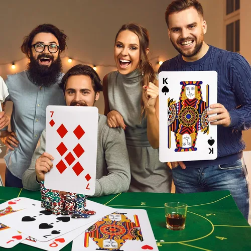 Vista 5 de Cholemy Naipes gigantes jumbo de 11 x 17 pulgadas, cubierta de póquer súper grande, tarjetas temáticas de juego de gran tamaño para decoraciones