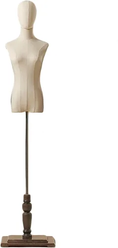 Vista 7 de Female Full-Body Mannequin with Wooden Base & Cloth Head, Adjustable Stand for Wedding & Clothing Display(Sqaure Base1,Medium)