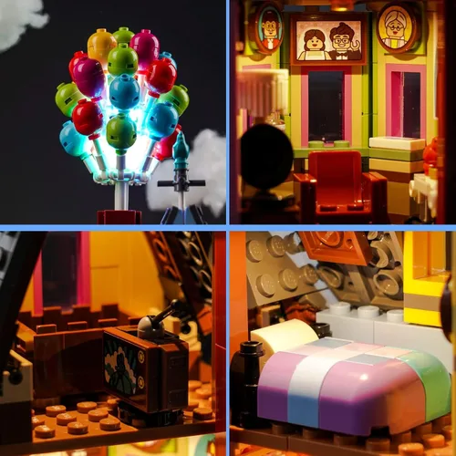 Vista 6 de VONADO Kit de luces LED compatible con Lego Pixar 'Up' House 43217, iluminación de bricolaje compatible con Lego Up House 43217 (sin modelo), luces