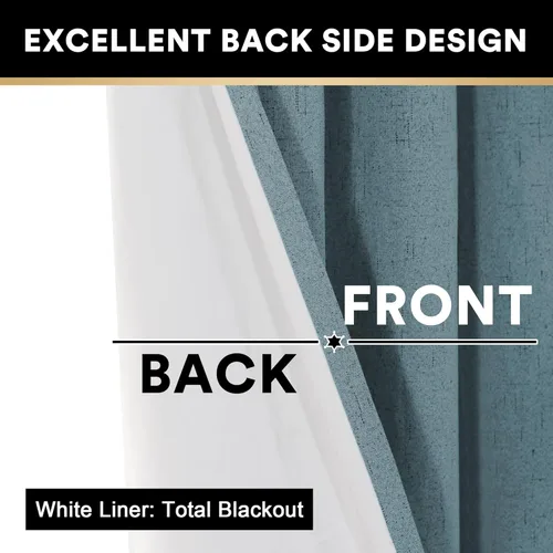 Vista 71 de PrinceDeco Cortinas con textura de lino 100% opacas de 64 pulgadas de largo, juego de 2 paneles de cortinas de lino opacas con forro aislante Arena