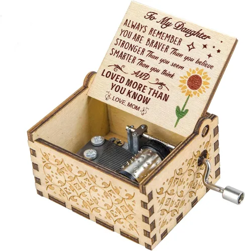 Muzero Caja de Música para Hija de Mamá, Regalo de Sol para Niñas de Madre en Cumpleaños, Aniversario, Navidad, Caja Musical con Manivela que To My