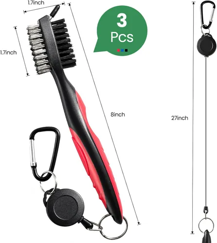 Vista 2 de POIKSHARK Golf Club Brush and Club Groove Cleaner with Retractable Zip-line and Aluminum Carabiner Cleaning Tools