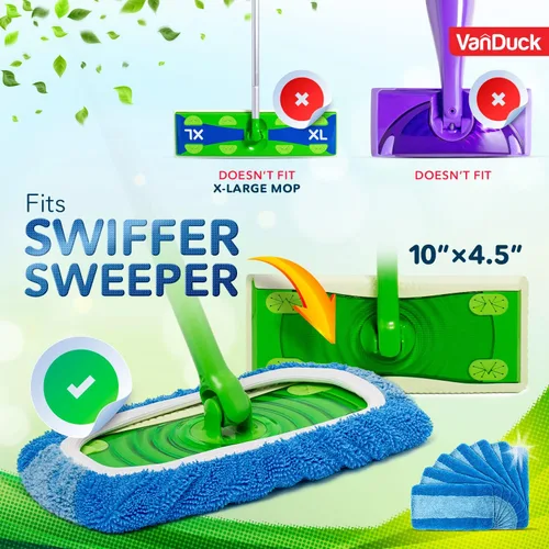 Vista 3 de VanDuck Almohadillas reutilizables para fregona resistentes para mascotas compatibles con Swiffer Sweeper (paquete de 2) – Almohadillas