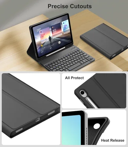 Vista 7 de Funda de teclado para Samsung Galaxy Tab S10 Lite / S10 FE / S9 FE 10.9 pulgadas y S9 11 pulgadas con soporte para bolígrafo, cubierta magnética